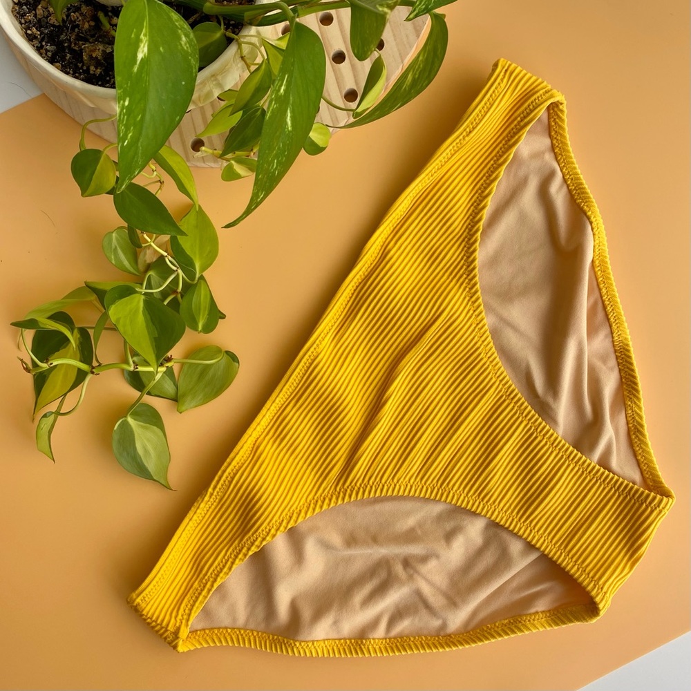 Old Navy Mustard Yellow Textured Bikini Bottom